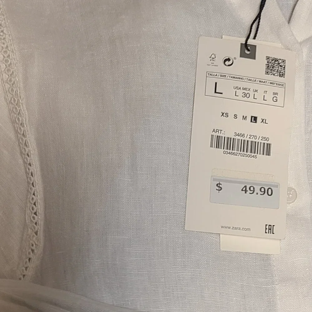 ZARA OVERSIZED SHIRT loose fit 100% linen Size L 3466/270/250 - Picture 6 of 6
